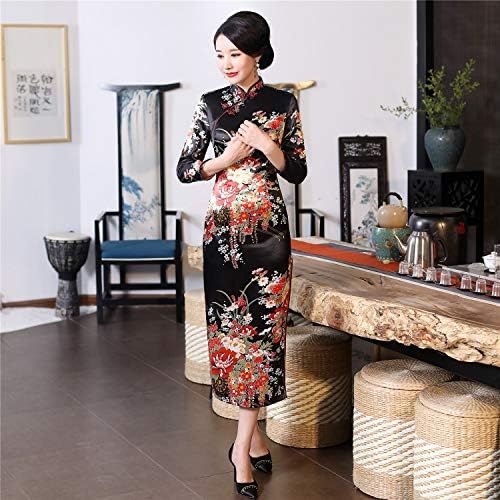 Shanghai Hikayesi Çince Geleneksel Elbise Uzun Cheongsam Uzun Kollu Ucuz Qipao