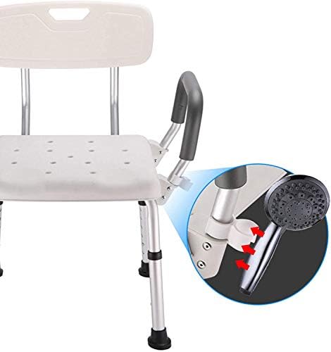 ZSYF duş sandalyesi Yüksekliği Ayarlanabilir Kol Dayama ve Sırt ile Ağır duş oturağı Kaymaz Güvenlik Yaşlılar için Yardım Yaşlılar