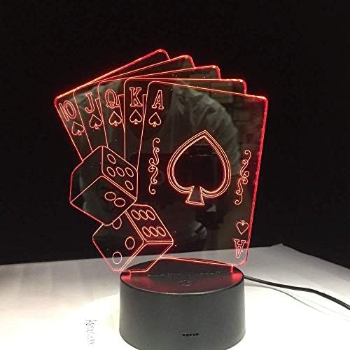 Moda Hediye Casino Poker zar ışık 3D Illusion gece lambası masa masa Yatak Odası başucu lambası dekorasyon USB Yedi Renk Değişimi