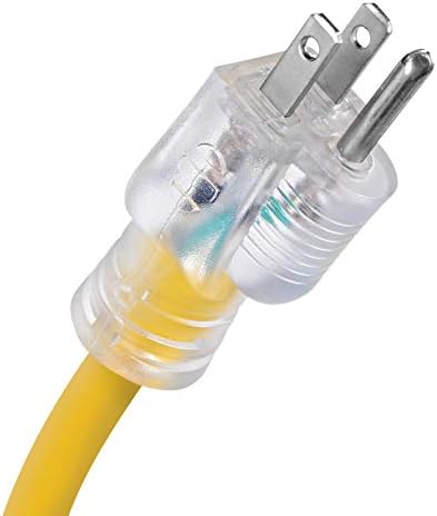 sarı uzatma kablosu 10/3 50 ft 10 Gauge Uzatma Kablosu Ağır Hizmet Tipi Kapalı Açık SJTW Işıklı Uç Anma 1875 Watt Bakır Üçlü