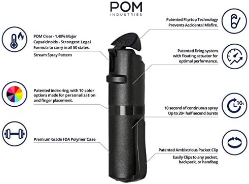 POM Biber Sprey Combo Paketi Klip & Anahtarlık-Maksimum Gücü OC Sprey Kendini Savunma-Taktik Kompakt ve Güvenli Tasarım -25 Patlamaları