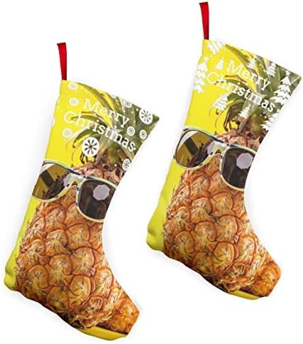 GLRTORE Ananas Güneş Gözlüğü ile Noel Çorap 2 Paket 10 İnç, noel Çorap Noel Ağacı Şömine Asılı Çorap Noel Şeker Mevcut Çanta