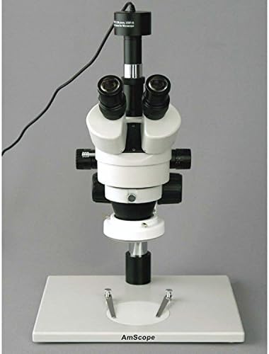 AmScope SM-1TZ-FRL-GT-3M Dijital Profesyonel Trinoküler Stereo Zoom Mikroskop, WH10x Mercekleri, 3.5 X-90X Büyütme, 0.7 X-4.5