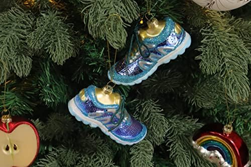 2 Paket Cam koşu ayakkabıları noel Süsleri Noel Ağacı Süsleri, Asılı Dekoratif Cam Süsler spor ayakkabılar