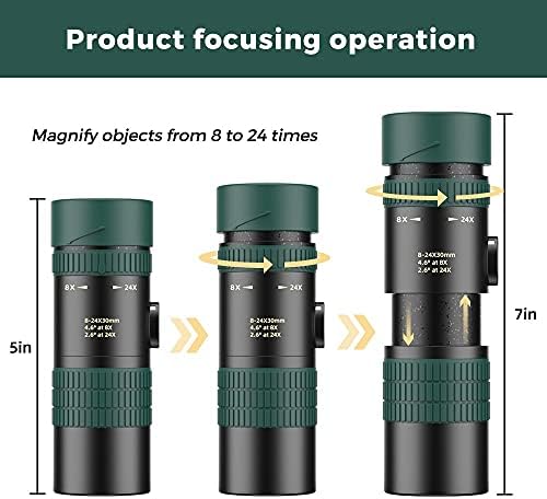 EODNSOFN HD 8-24x30 Zoom Telefoto Lens Monoküler Monoküler Uzun Menzilli Güçlü Katlanabilir Teleskop Akıllı Telefonlar İçin Kamp