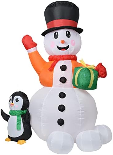 Lvydec ışıklı şişme kardan adam noel dekorasyon - 6ft havaya uçurmak kardan adam küçük penguen kartopu ve dahili renk değiştiren