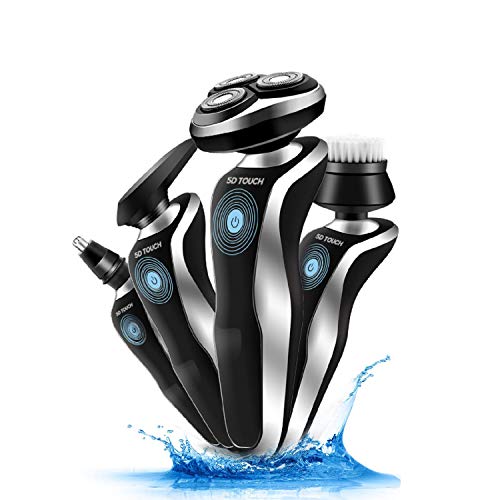 4 in 1 çok fonksiyonlu su geçirmez akıllı Elektrikli tıraş makinesi şarj edilebilir 3D döner tıraş makinesi jilet ıslak ve kuru