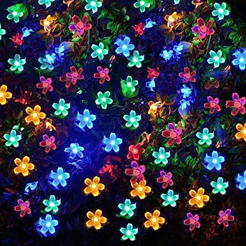 Çiçek dize ışıkları, kiraz çiçeği ışıkları, kapalı / açık dekoratif dize ışıkları, Noel/veranda/bahçe/parti için 8 flaş değiştirme