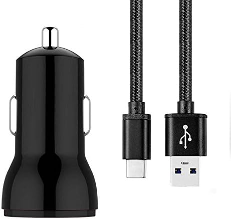 Tatlı Teknoloji araba şarjı 1A Siyah Hızlı Adaptör Portu USB Çakmak Sigara + Siyah Tip-C Kablo Motorola Moto Tab 10.1 Tablet