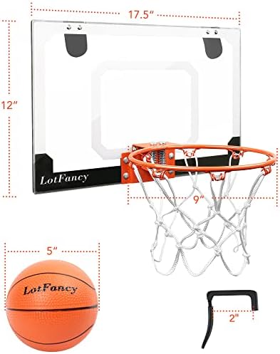 LotFancy Mini basketbol potası için Kapı, Kapalı Basketbol Gol Çocuklar Yetişkinler için, 18x12 Paramparça Dayanıklı Backboard,