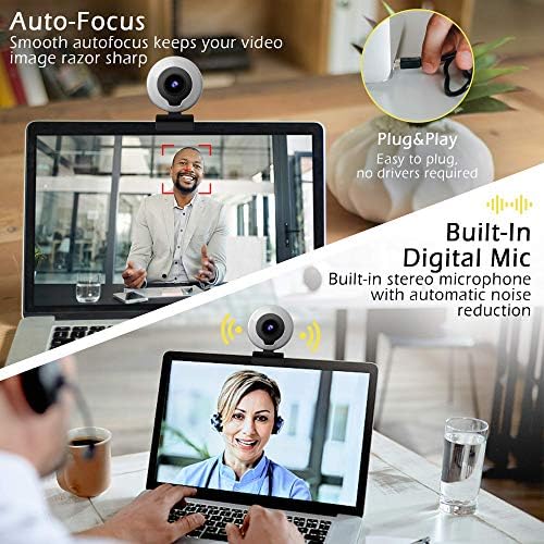 Halka ışık ve Mikrofonlu 2K Web Kamerası,Canlı Yayın/Video Konferans/Çevrimiçi Sınıf, Skype/Facetime/Takımlar/YouTube, PC Mac
