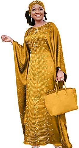 HD Uzun Afrika Elbiseler Kadınlar için Moda Boncuk Rhinestone Kaftan Maxi Elbise …