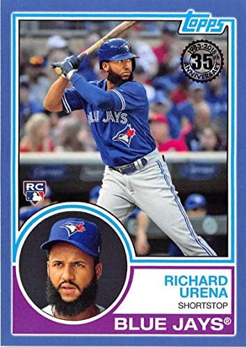2018 Topps 1983 Topps Çaylaklar Mavi 83-9 Richard Urena Toronto Blue Jays Resmi MLB Beyzbol Ticaret Kartı Ham (NM veya Daha