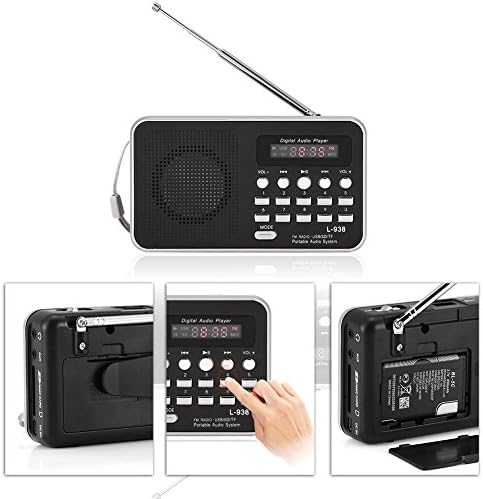 Taşınabilir FM Radyo / Dijital Ses Çalar HiFi müzik Hoparlörü, Kordon Tasarımı ve Çıkarılabilir Klip - Taşıması Kolay, USB/TF/SD/MMC/FM/AUX