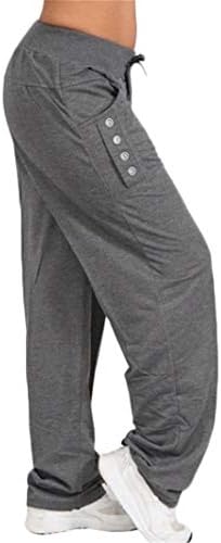 Andongnywell kadın Düz Pantolon ile Rahat Pantolon Saf Renk Gevşek Spor Pantolon Düz Renk Pantolon
