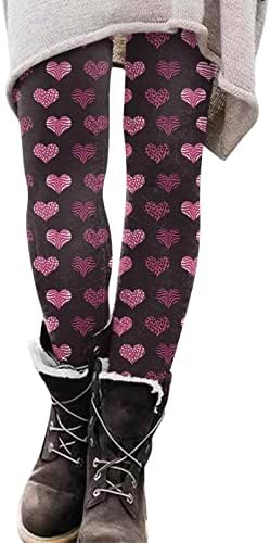 Sevgililer Günü Tayt Kadınlar için, 2022 Bayanlar Bahar Güz Polar Astarlı Tayt Sıska Tatlı Grafik Tayt Yoga Pantolon