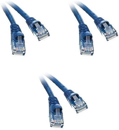Cat5e Ethernet Yama Kablosu, Takılmayan/Kalıplanmış Önyükleme, 3 Ayaklar, Mavi, 3 Parça (ED758981)