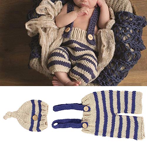 Mavi Şerit Tasarım Bebek Fotoğraf Giysileri, Yumuşak Bebek Giysileri Seti, Bebek Kız Erkek Bebek için Fotoğraf Çekmek