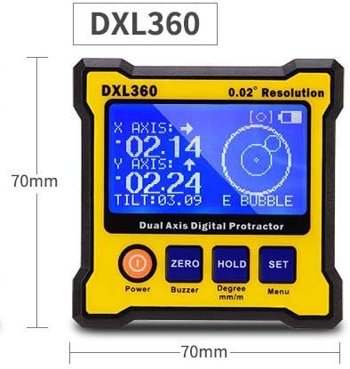 MeterTo Çift Eksenli Dijital İletki DXL360 Seviye Açı Ölçer Doğruluk ±0.1°Çözünürlük 0.02°