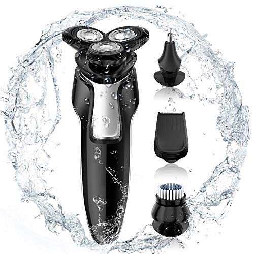 SID elektrikli tıraş makinesi 4 in 1 erkek döner jilet USB şarj edilebilir akülü su geçirmez kuru ıslak elektrikli tıraş jilet