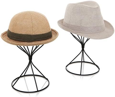MyGift Modern Tel Tasarım Metal Şapka ve Kap Raf Ekran Rafları, Dresser Üst Dekoratif Peruk Tutucular, 2 Set, Siyah