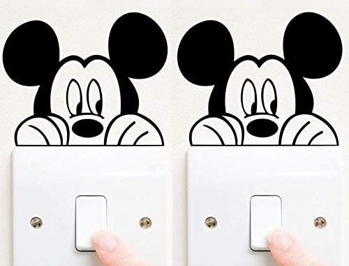 Mickey Mouse çıkartmalar Peeking Mickey Mouse ışık anahtarı Çıkartması MacBook çıkartması Etiketler (Siyah Mickey 2 stickers)