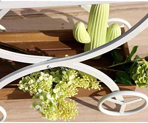 ZXY-NAN Kuaför Modern 2 Katmanlı Bitki Bitki Standı Pot Depolama Raf Ahşap + Metal Retro Bahçe Veranda Dekorasyon sergileme rafı