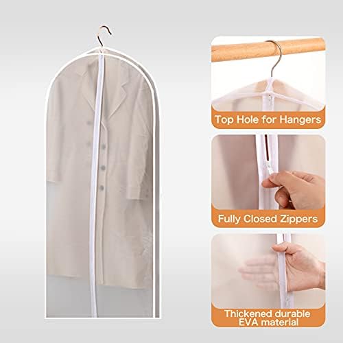 UPEOR Asılı Giysi Çantaları, 24“x 40”(2 Paket) ve 55‘ (3 Paket) Yarı Saydam Giysi Kapakları 4 Köşebentli Dolap Ceket Takım Elbise
