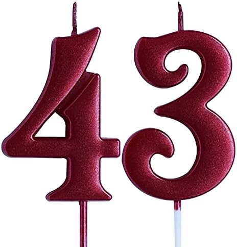 Kırmızı 43rd Doğum Günü Mum, Numarası 43 Yaşında Mumlar Kek Topper, Kadın Veya Erkek Parti Süslemeleri, Malzemeleri