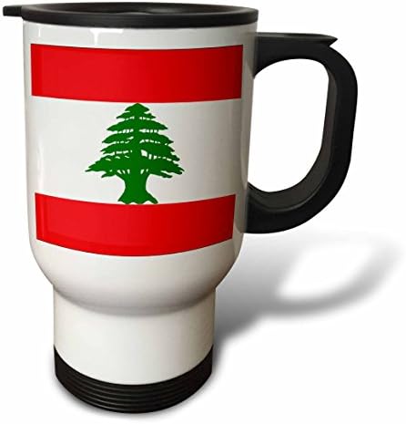 3dRose Lübnan Bayrağı - Seyahat Kupa, 14 oz, Çok Renkli