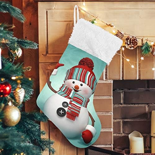 YUEND Büyük Klasik Kişiselleştirilmiş Aile Tatil Noel Partisi Süslemeleri için Noel Stocking Kitleri Noel Mutlu Kardan Adam Hello