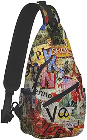Fftian Soyut Kirli Poster asma Sırt Çantası, Seyahat Yürüyüş Sırt Çantası Desen Halat Crossbody omuzdan askili çanta