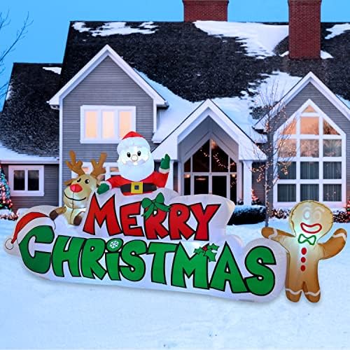 Joiedomi 10 FT Merry Christmas Şişme yap-Led'ler ile Havaya Uçurmak için Şişme Noel Partisi Kapalı, Açık, Yard, Bahçe, çim Kış