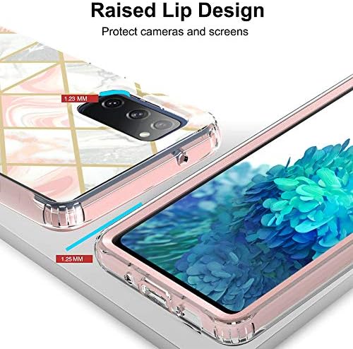 ıRunzo 2 in 1 Kapak ıçin Samsung Galaxy S20 FE 5G Kılıf Mermer Yumuşak TPU + PC Tampon 360° Tam Vücut Korumak (Gri)