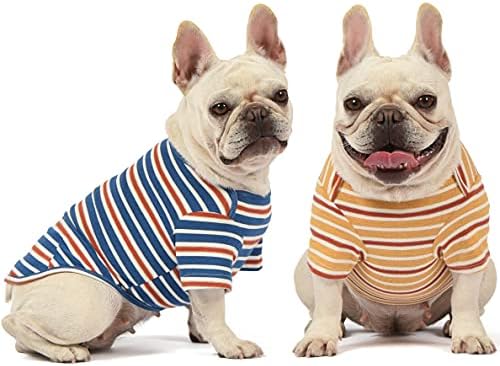 Knuffelen Köpek Gömlek Pamuk Çizgili T-Shirt, Yaz Küçük Köpekler ıçin Pet Giysi, 2-Pack Yumuşak Köpek Giyim Kedi Tee, nefes Sıkı