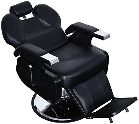 BarberPub Ağır Uzanmış berber koltuğu Tüm Amaçlı Hidrolik salon sandalyesi Berber Stilisti dövme sandalyesi 2687 (Siyah)