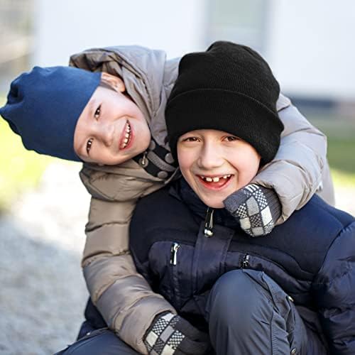 Cooraby 3 Paket çocuk Örme Kasketleri Kış Sıcak Sıkı kasketleri Şapka Erkek veya Kız için