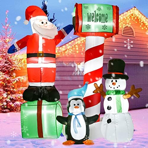 Lvydec ışıklı şişme Santa kardan adam noel dekorasyon - 6ft havaya uçurmak Santa kardan adam ve penguen ile bir posta kutusu