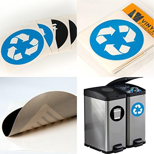 Geri Dönüşüm ve Çöp Logo Çıkartmaları (4 Paket) 4in x 4in - Çöpleri Düzenleyin-Metal veya Plastik Çöp kutuları, konteynerler