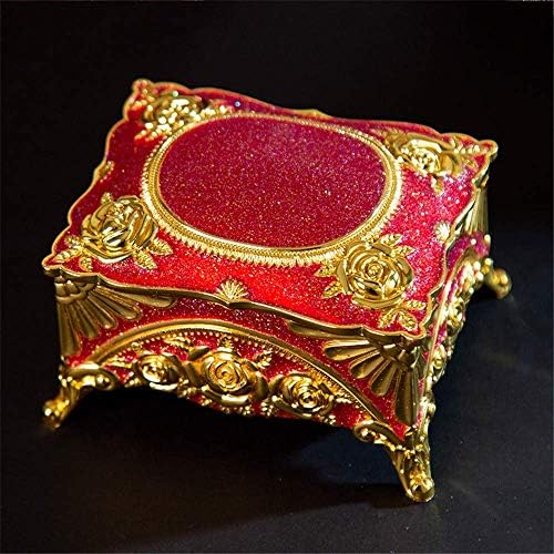 CGgJT Mücevher Kutusu,saray Antika Gül Kapaklı Mücevher Kutusu Yaratıcı Metal takı saklama kutusu El Sanatları Hediye-9 7 5 CM