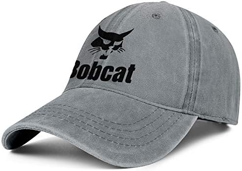 Vintage Yıkanmış Kap Siyah-Logo-Bobcat-Ekipman-Serin Unisex Kamyon Şoförü Ayarlanabilir Şapka