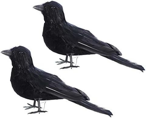Jenerik 2 PCS Karga Sahne Cadılar Bayramı Standı Kargalar Siyah Simüle Karga Siyah Tüy Kuşlar için Ev Kapalı Açık Dekorasyon