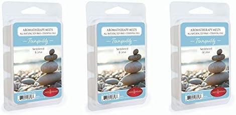 3 Paket mum ısıtıcıları VB. 2.5 oz Aromaterapi Kokulu Balmumu Eriyik, Huzur / 100 % Soya Balmumu Kokulu Sandal Ağacı ve Lotus
