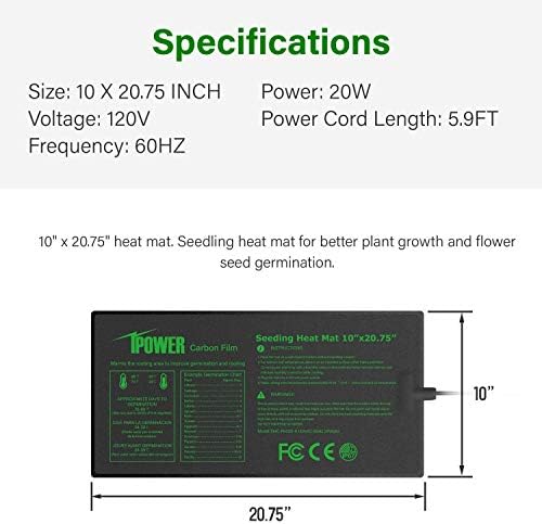 ıPower 2 Paket 10 x 20.75 tohumlama ısı Mat termostat sıcaklık ayarlanabilir topuzu ile dayanıklı sıcak topraksız bitki çimlenme