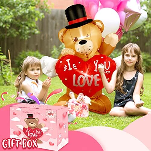 AerWo 4 FT Sevgililer Günü şişme ayı ile Aşk Kalp, ışıklı Sevgililer Şişme oyuncak ayı Havaya Uçurmak Yard Açık Bahçe Ev Partisi