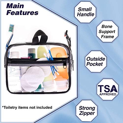 TSA Onaylı Tuvalet Çantası 3-1-1 Saplı Şeffaf Seyahat Kozmetik Çantası-Fermuarlı Quart Boyutlu Çanta-Taşıma Bagajı Sıvılar için