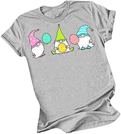 Kadınlar ıçin sevimli Tops Kısa Kollu Paskalya Gnomes Yumurta Grafik Tees Ekip Boyun Moda Trendy Genç Kız Hediye Gömlek