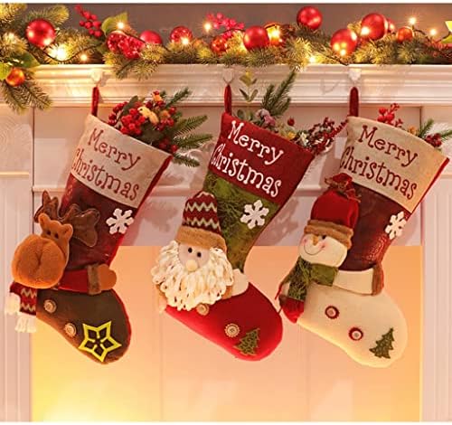 YANHONG Noel Süslemeleri Şeker Çanta Noel Ağacı Kolye Noel Çorap Hediye Çanta Santa, Kardan Adam, Ren Geyiği, Noel Karakter 3D