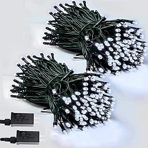 CHOKEBERRY 2-Pack her 75ft 200LED bağlanabilir noel ışıkları, yeşil tel LED dize ışıkları için kapalı ve açık, 8 modları su geçirmez