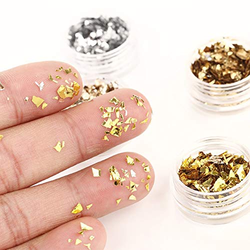 12 Adet Altın Gümüş Nail Art Lehçe Kağıtları, DIY Akrilik UV Jel Tırnak Çıkartmalar Manikür Aksesuarları